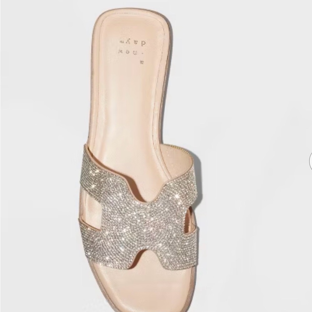 A New Day Shimmering Gold Slide Sandals - Picture 5 of 6